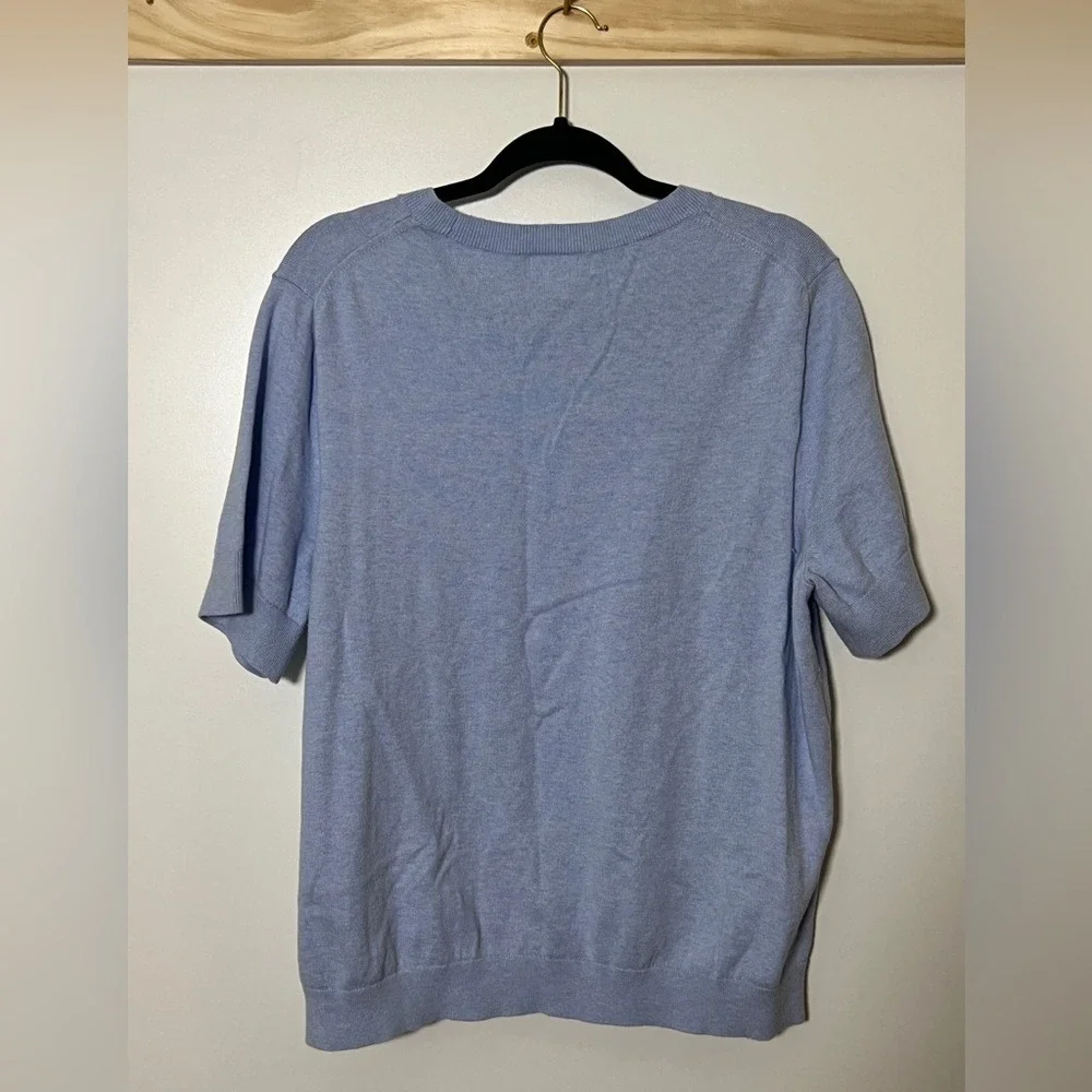 J. Crew Short Sleeve Top Light Blue Casual Women Size XXL Cotton Cashmere